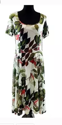 Melissa Masse Floral Fit & Flare Dress Mint Made In USA Bias Cut A-line Sweep • $59.99