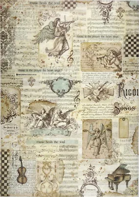 Stamperia Rice Paper For Decoupage Sheet A/3 - Angels & Music • £3.60