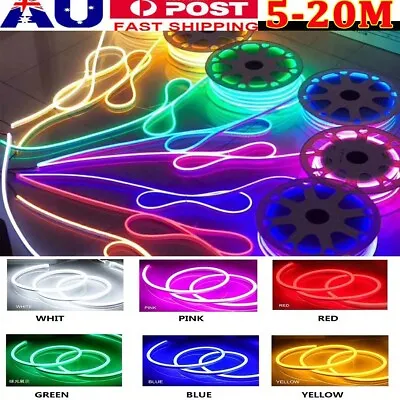 5M 10M LED Neon Strip Light 12V Flexible Rope Tube Waterproof Bar Deco Adv Sign • $6.89