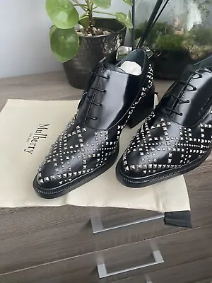 New MULBERRY Studded Leather Lace Up Oxford Style Shoes UK 7 EU 40 BARGAIN!! • £175