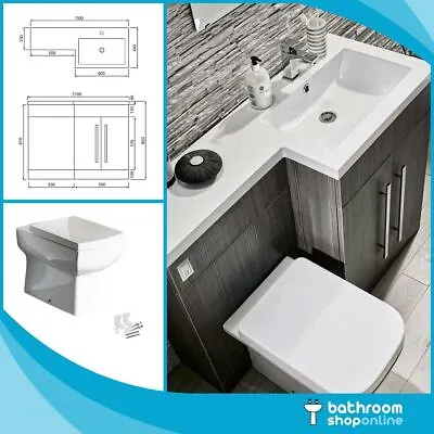 1100mm L Shape Bathroom Furniture Suite BTW Toilet Vanity WC Unit Resin Basin  • £449