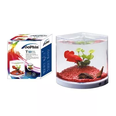 Dophin Betta Tank With Lid LED And Background 1.4L / 0.3G Mini Aquarium • $19