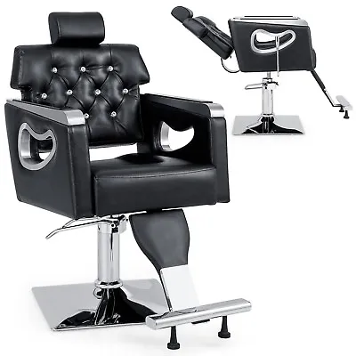 Styling Salon Barber Chair Swivel Hairdressing Chair 6-Level Adjustable Headrest • £228.95