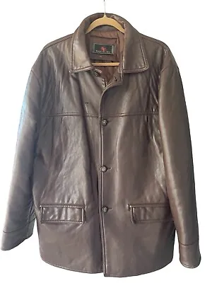 GV Emporio Faux Leather Jacket Peacoat Handmade In Italy Size L • $35