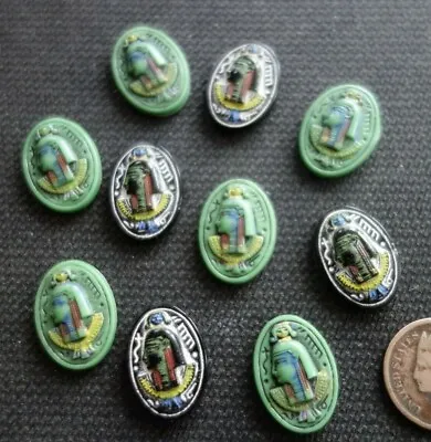 10   Vintage Czech DECO  Egyptian REVIVAL  PHARAOH  Faces  Glass Cabochons • $22.99