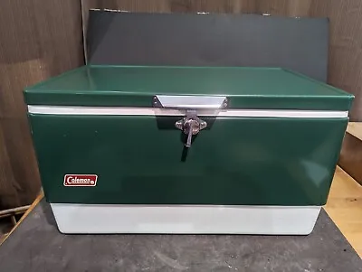 Vintage Coleman Green Metal Outdoors Lake  Camping Cooler 1984 • $129.95