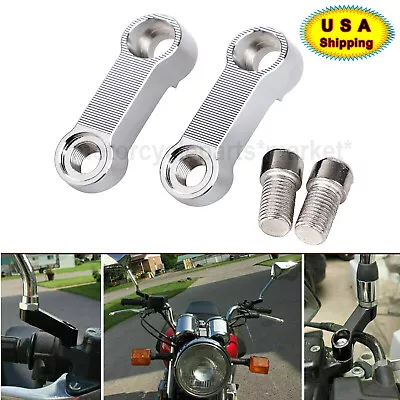 10mm Handlebar Mount Mirror Riser Extender Adaptor Fit For Honda VTX1800C Yamaha • $15.98