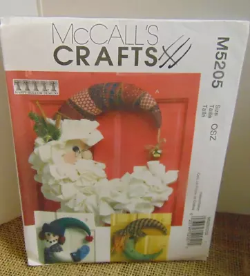 McCalls Christmas Door Wreath Santa Snowman M5205 Craft Sewing Pattern UNCUT • $10.20