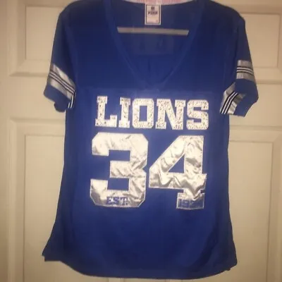 $70 • Buy PINK Victoria's Secret NFL Detroit Lions Shirt Top Blue White Size M