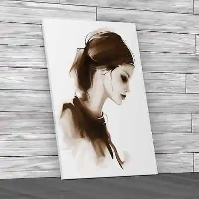 Fashion Painted Woman Sepia Canvas Print Large Picture Wall Art • £21.95