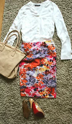 £3 • Buy Multicolor Floral Scarf Print Skirt Size 10