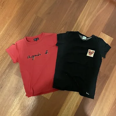 AGNÈS B & Pauline Smith DESIGNER BLACK TOPS X2 Red And Black • $9.71