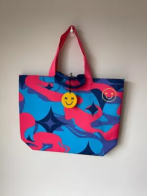 WAITROSE SHOPPING TOTE BAG Pink Blue Multi Print Michael Archibald - BNWT • £17.50