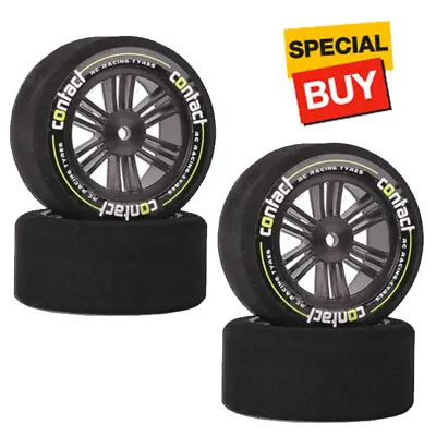 Contact RC 1/10 Foam Front / Back Tires JAP Black Carbon Wheels (4) • $21.99