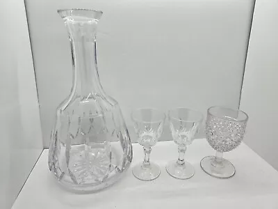 Vintage Lead Crystal Decanter & 3 Liqueur Whisky  Glasses • $30