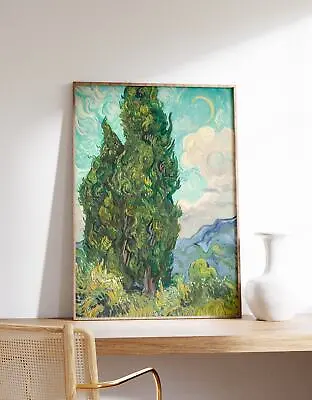 Cypresses By Vincent Van Gogh Art Print | Van Gogh Poster | Nature Art | Cottage • $220