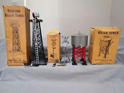 Marx Vintage Railroad Accessories. 417 Signal 065 Water Tower 0446 Beacon. OB • $24
