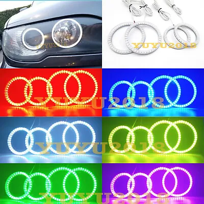 RGB Halo Ring For BMW E46 2D LCI 01-06 Headlgiht Angel Eye Bluetooth DRL Lamp • $54.61