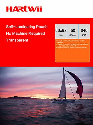 Hartwii 50 Sheets Cold Seal Self Adhesive Laminating Pouch ID Name Card 66x100mm • £10.49