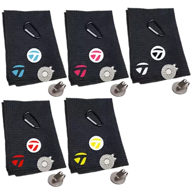 Golf Towel Black 16x16in  (Ball Marker & Magnetic Clip Available) • $15.99