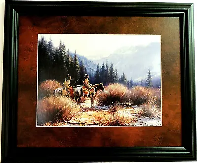 American Indian Picture Warriors Martin Grelle Western Matted Framed 13x16 • $62.95