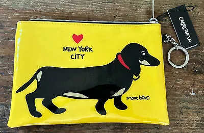 NWT Marc Tetro New York City Yellow Dachshund Bag Clutch Zip Pouch Keychain • $18.99