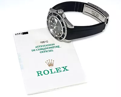 Pre-Owned Rolex Submariner Date Ref. 16610 U Serial W/ Punched Papers Circa 1998 • $7995