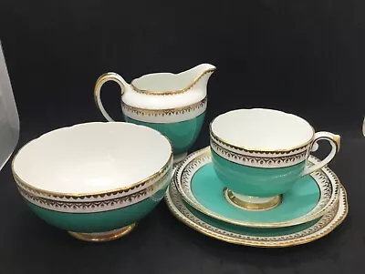 Salisbury Bone China Turquoise Trio Plus Milk And Sugar • £18