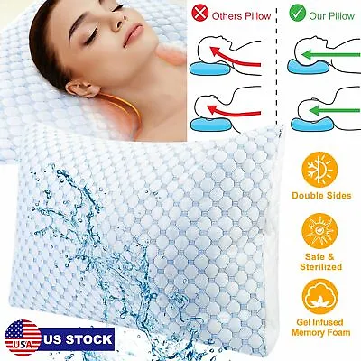 Cooling Memory Foam Pillow Heat And Moisture Reducing Ice Silk And Gel Infused • $32.47