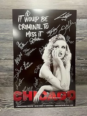 $172 • Buy Chicago Cast Signed, Broadway Musical Window Card/poster, Ambassador Theatre