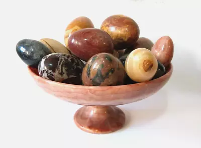 Onyx / Marble Style Pedestal Bowl & 14 Eggs Easter • £39.99