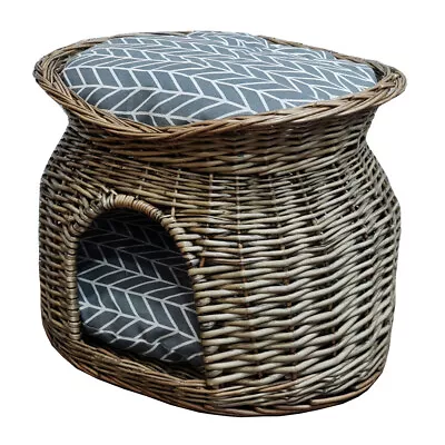 £134.96 • Buy Wicker Cat House Pet Bed Basket Kitten Tower Cozy Cave Cushions Grey-S247
