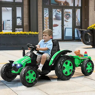 £149.99 • Buy Kids Tractor And Trailer 12V Electric Children Ride On Toy Car W/ Remote Control