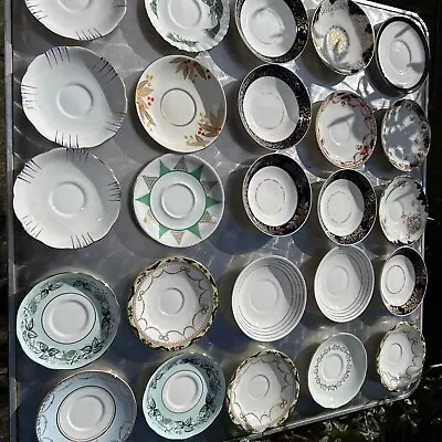 Job Lot Of Vintage Mismatched Saucers Tea Wedding Crafts Tea Time (40 In Total)B • £15