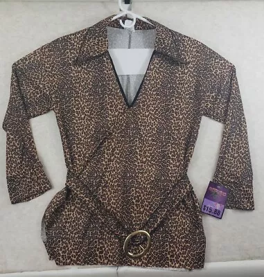 VINTAGE Halloween Adult  MR. SMOOTH  Costume Cheetah Print Shirt & Belt One Size • $4.95