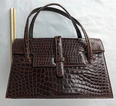 Vintage Purse Handbag Alligator Lucille De Paris Excellent Condition 1950s Brown • $650