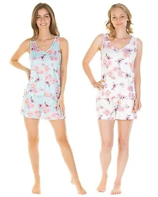 La Marquise Short Pyjamas Silkyknit Soft Floral Sleeveless Summer Pyjama Set • £16.99