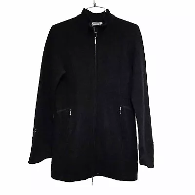 Womens Medium Ibex Black Jacket Wool Poly Blend Full Zip • $39