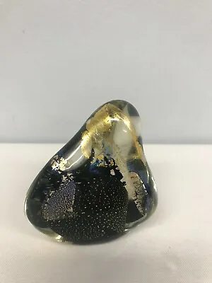 Signed 1990 Randy Strong Black & Gold Foil Paperweight ~ 3 1/2  • $60