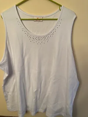 Quaker Factory Women’s Size 3x Top White Sleeveless With Rhinestones • $21