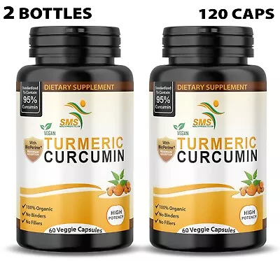 Turmeric Curcumin 95% With Black Pepper Pills Extra Strength Tumeric Caps 120 Ct • $16.12