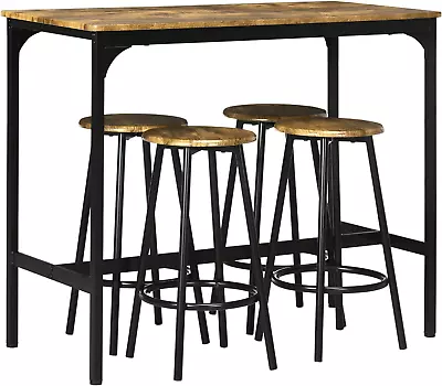 5-Piece Counter Height Bar Table Set Rustic 43.25  Dining Table With 4 Bar Stoo • $195.86