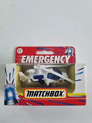 Matchbox 1991 Emergency Series #57 White/Blue Police Mission Helicopter MIB • $22.99