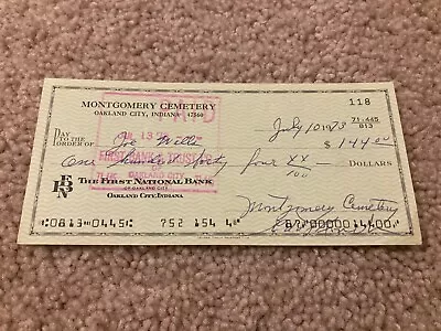 Edd Roush HOF Signed Autographed Personal Check JSA ALOA Cincinnati Reds EX • $15