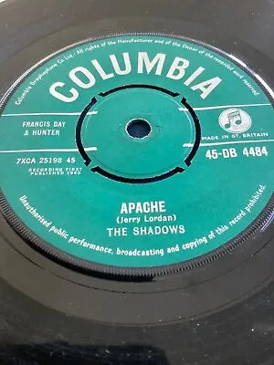 £4.99 • Buy The Shadows  Apache   7  SINGLE     Columbia 1960