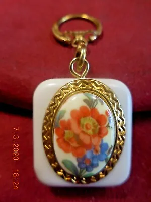 Vintage Fuji (pre-sankyo) Music Box Keychain Orange Spring Flower  B.b. Polka  • $20