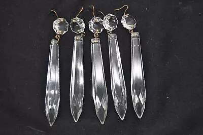 Lot Of 5 Antique Icicle Spear Crystal Glass Chandelier Prisms 4  • $20