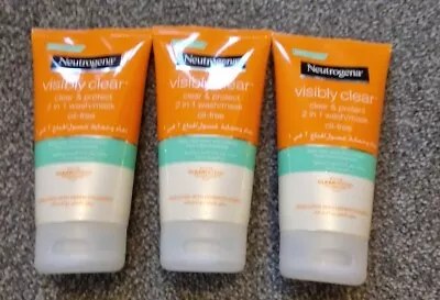 3 X Neutrogena - Visibly Clear - 2 In 1 Wash/Mask - Oil-Free - 150ml N • $13.01