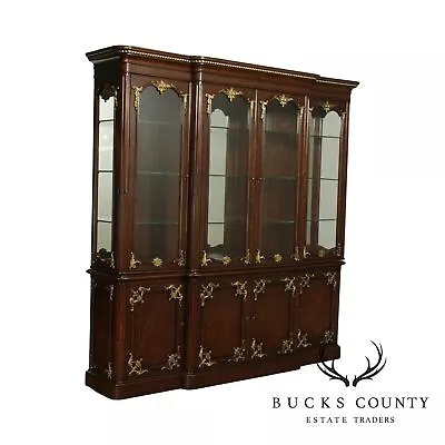 Monumental French Louis XVI Style Mahogany Partial Gilt Breakfront • $3495