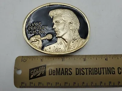 £17.44 • Buy Vintage Elvis Presley 1935-1977 Black Enameled Gold Tone Belt Buckle - USA